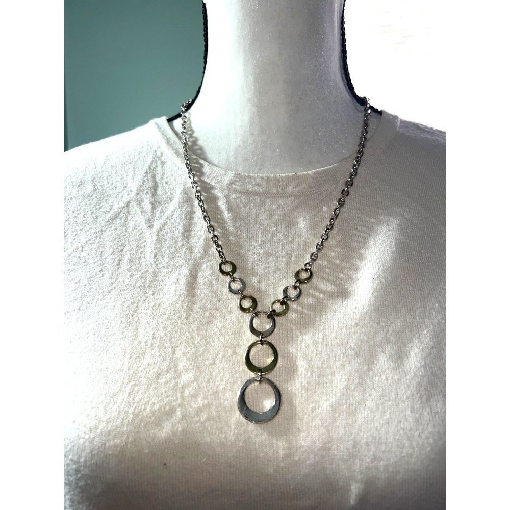 Aigner Gold & Silver Circle Necklace -- 18"